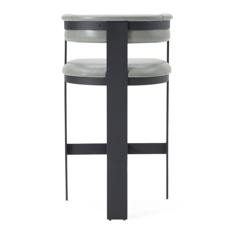 Modrest Boswell - Modern Grey Faux Leather + Black Barstool