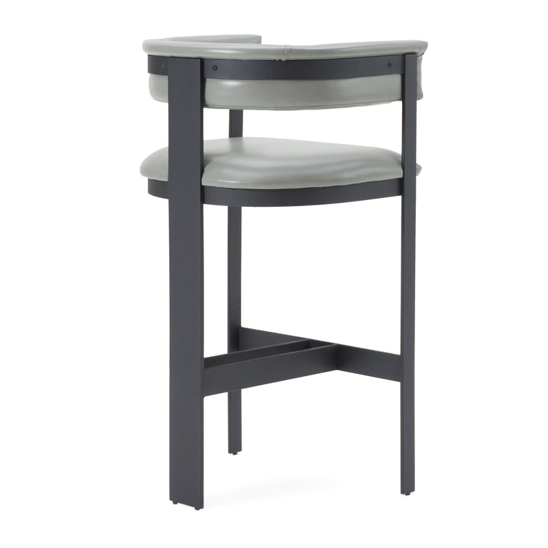 Modrest Boswell - Modern Grey Faux Leather + Black Barstool