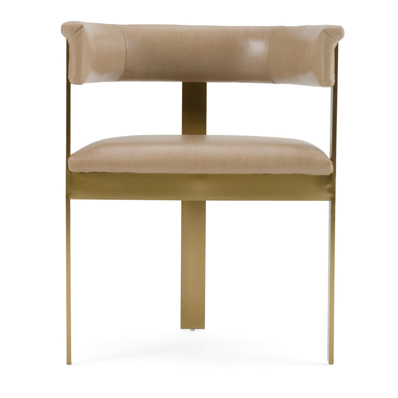 Modrest Boswell - Modern Brown Faux Leather + Gold Dining Chair