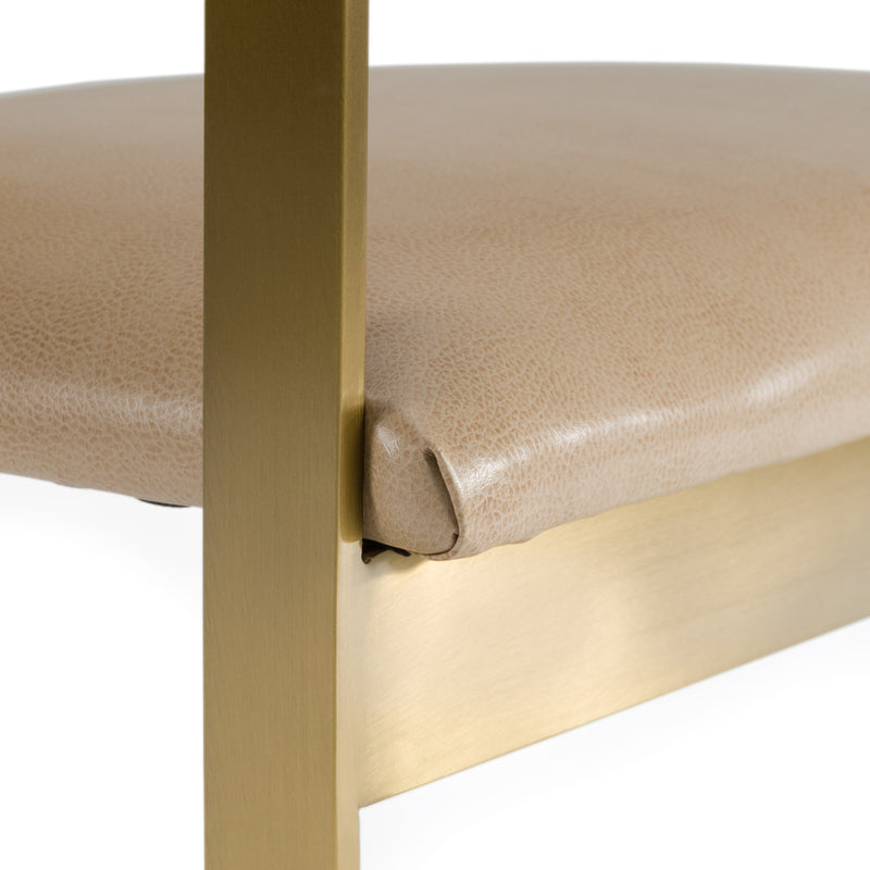 Modrest Boswell - Modern Brown Faux Leather + Gold Dining Chair