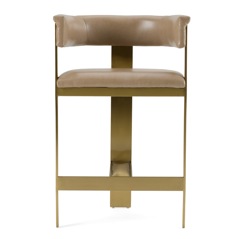 Modrest Boswell - Modern Brown Faux Leather + Gold Counter Chair