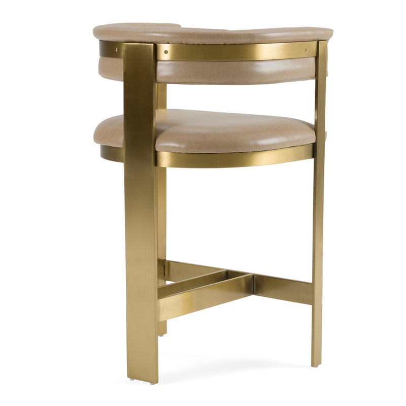 Modrest Boswell - Modern Brown Faux Leather + Gold Counter Chair