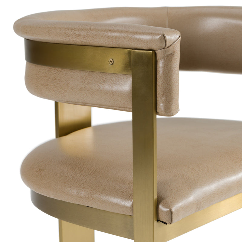 Modrest Boswell - Modern Brown Faux Leather + Gold Counter Chair