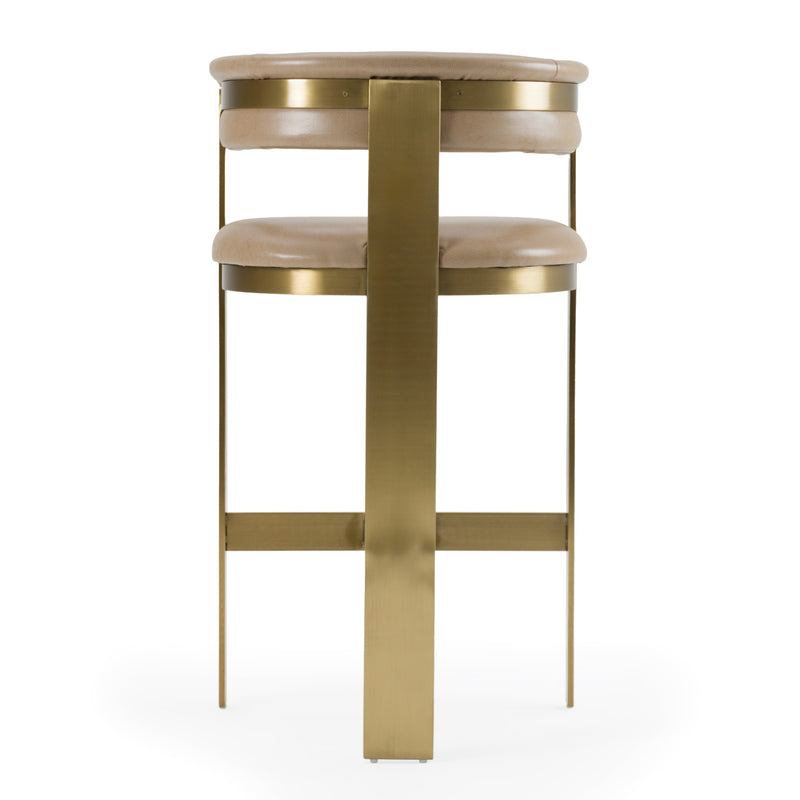 Modrest Boswell - Modern Brown Faux Leather + Gold Barstool