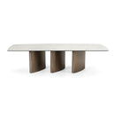 Modrest Bounty - Modern White Ceramic + Antique Brass Dining Table