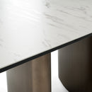 Modrest Bounty - Modern White Ceramic + Antique Brass Dining Table