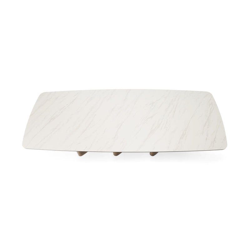 Modrest Bounty - Modern White Ceramic + Antique Brass Dining Table