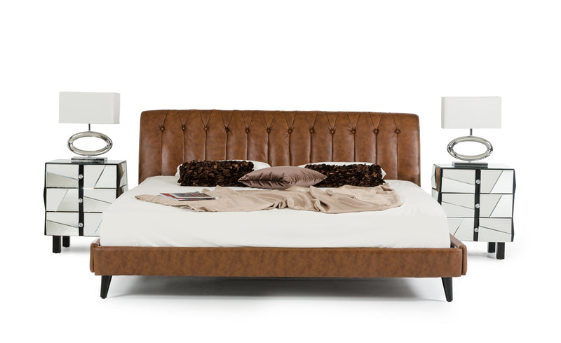 Modrest Bourbon Modern Brown Leather Bed