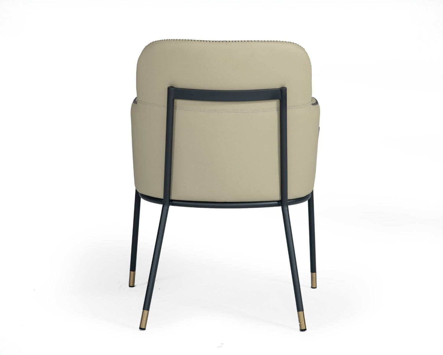 Modrest Brady - Modern Black Metal + Greige Vegan Leather Dining Chair