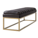Modrest Bridger - Modern Black Vegan Leather + Brass Dining Bench
