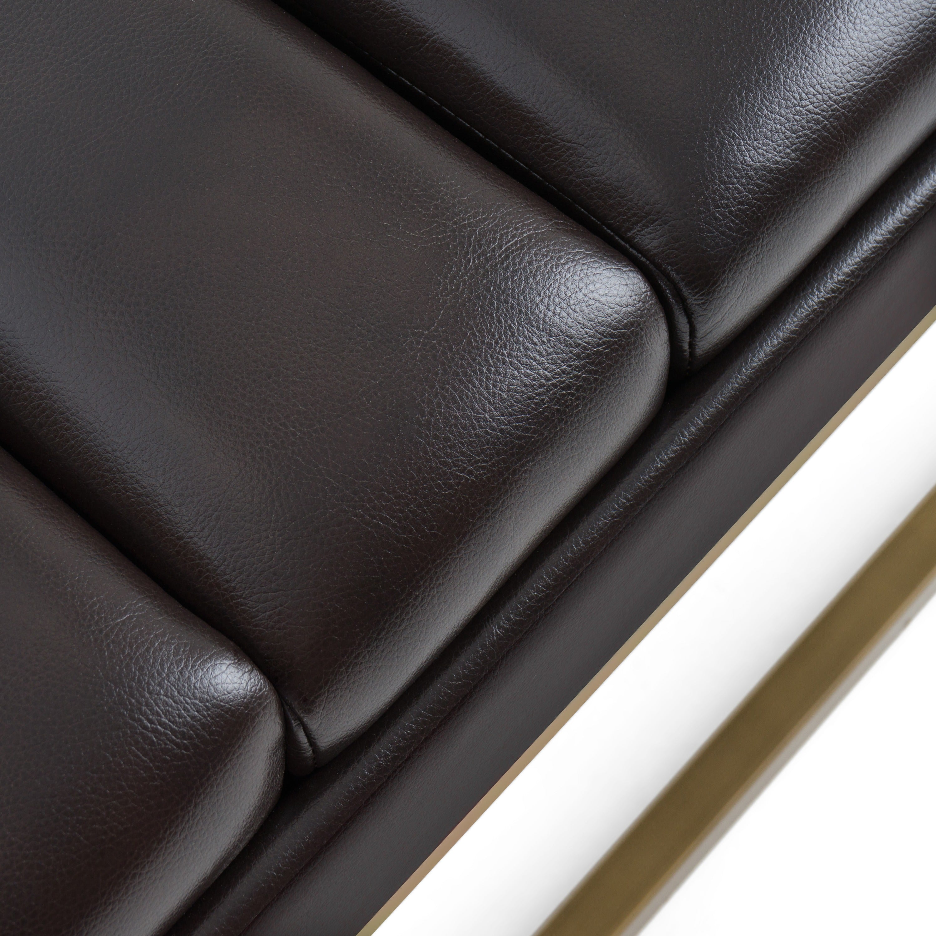 Modrest Bridger - Modern Black Vegan Leather + Brass Dining Bench