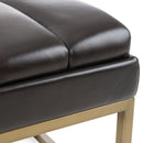 Modrest Bridger - Modern Black Vegan Leather + Brass Dining Bench