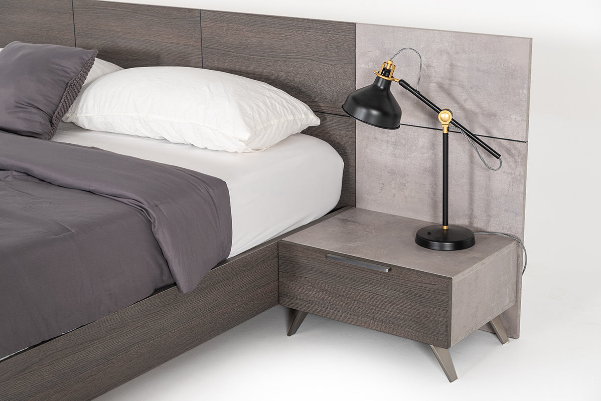 Nova Domus Bronx Italian Modern Faux Concrete & Grey Nightstand