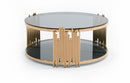 Modrest Bryce Modern Smoked Glass & Rosegold Round Coffee Table
