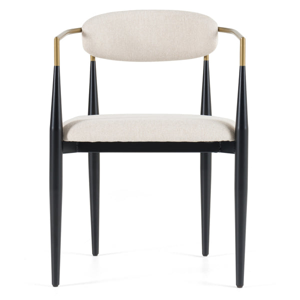 Modrest Buchtel - Mid-Century Modern Light Grey + Gold Arm + Black Dining Chair