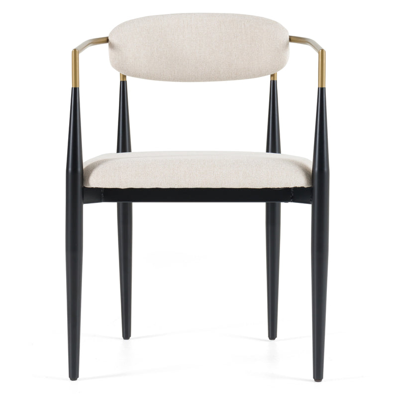 Modrest Buchtel - Mid-Century Modern Light Grey + Gold Arm + Black Dining Chair
