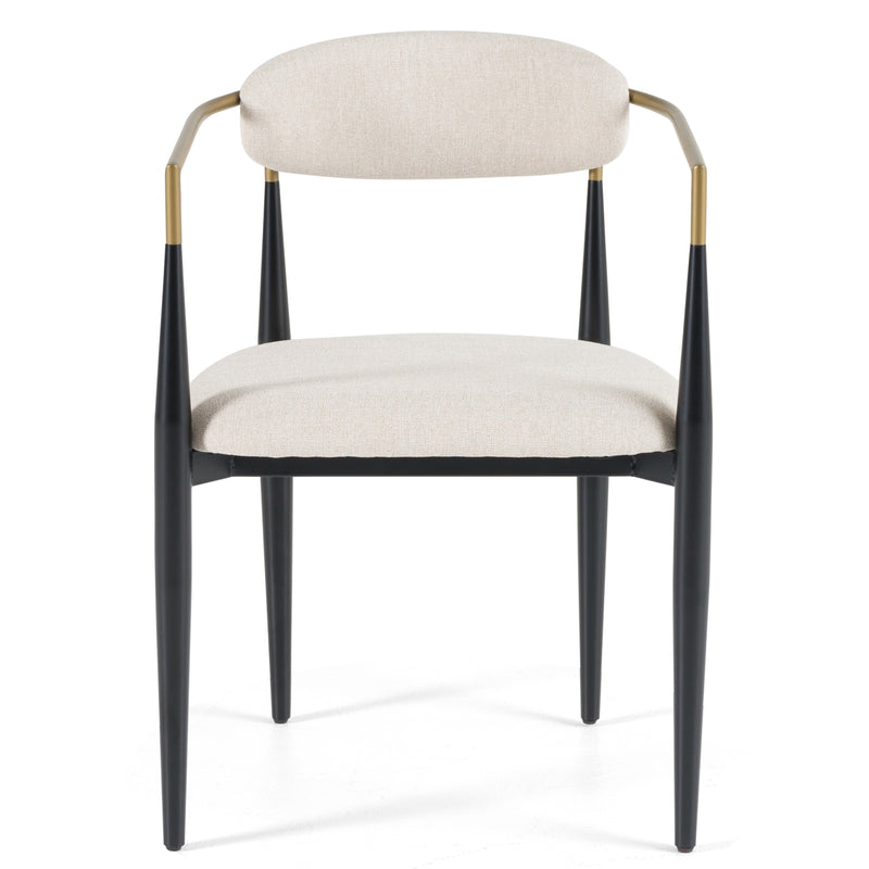 Modrest Buchtel - Mid-Century Modern Light Grey + Gold Arm + Black Dining Chair