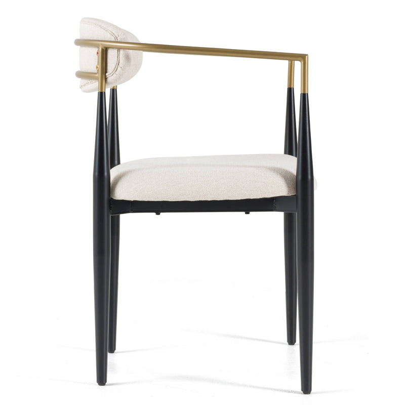 Modrest Buchtel - Mid-Century Modern Light Grey + Gold Arm + Black Dining Chair