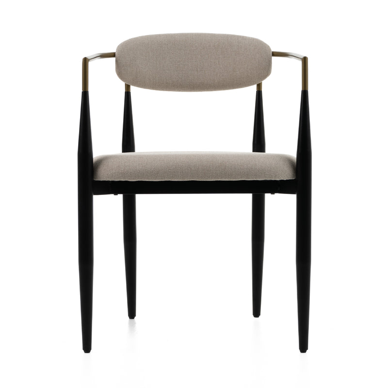 Modrest Buchtel - Mid-Century Modern Beige + Gold Arm + Black Dining Chair