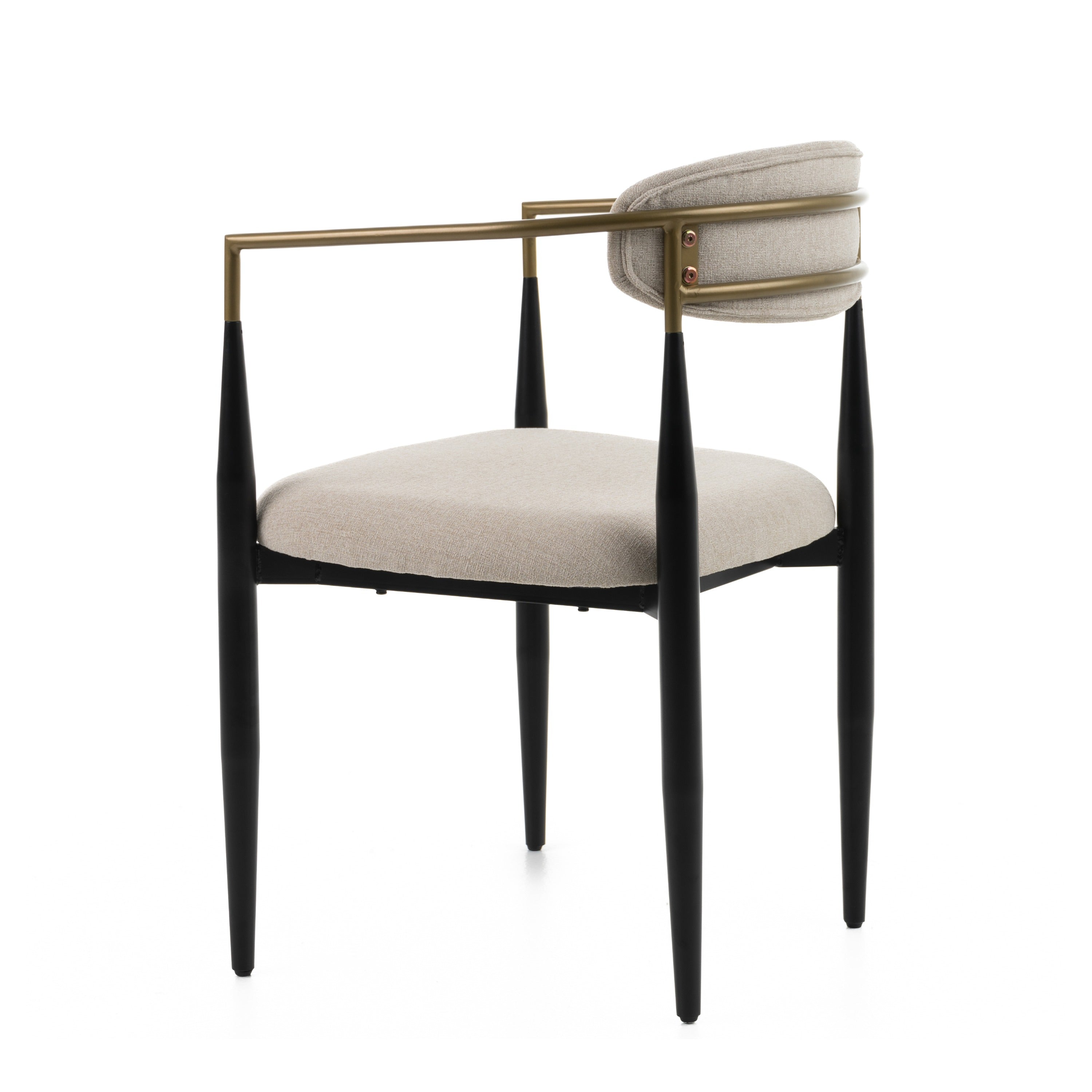 Modrest Buchtel - Mid-Century Modern Beige + Gold Arm + Black Dining Chair