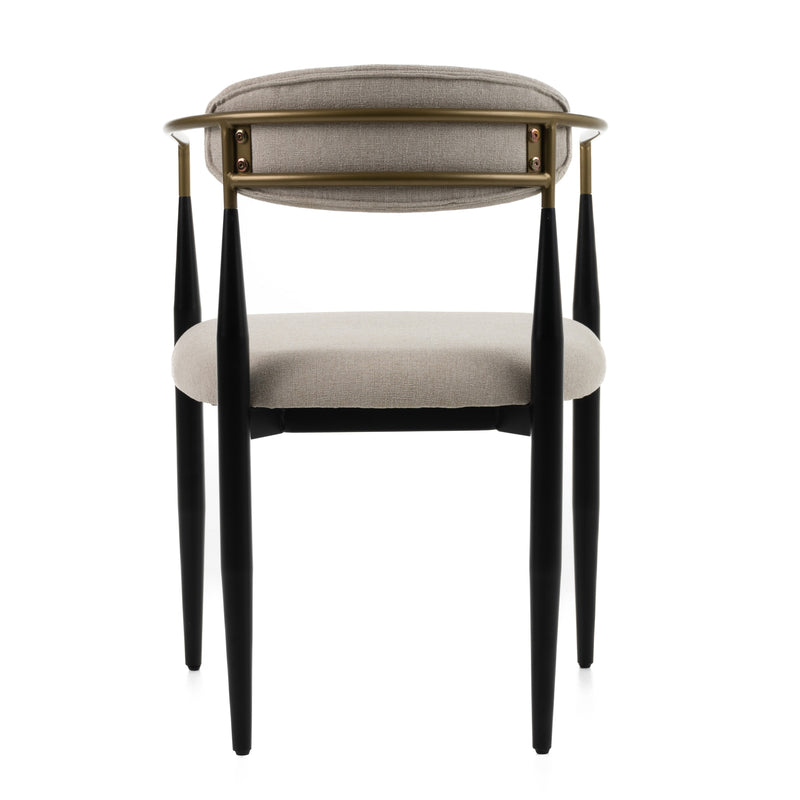 Modrest Buchtel - Mid-Century Modern Beige + Gold Arm + Black Dining Chair