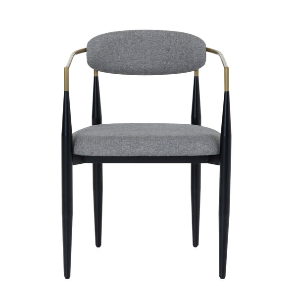 Modrest Buchtel - Mid-Century Modern Medium Grey + Gold Arm + Black Dining Chair