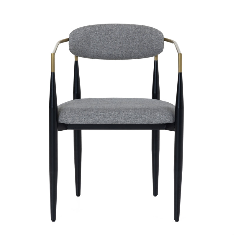 Modrest Buchtel - Mid-Century Modern Medium Grey + Gold Arm + Black Dining Chair