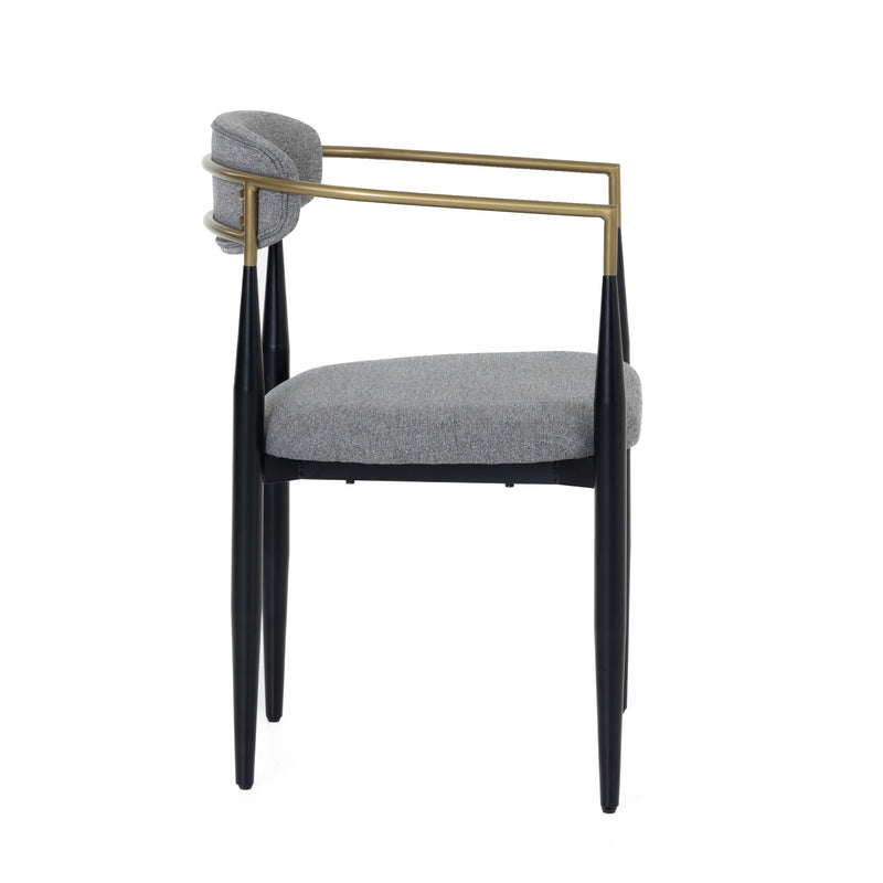 Modrest Buchtel - Mid-Century Modern Medium Grey + Gold Arm + Black Dining Chair