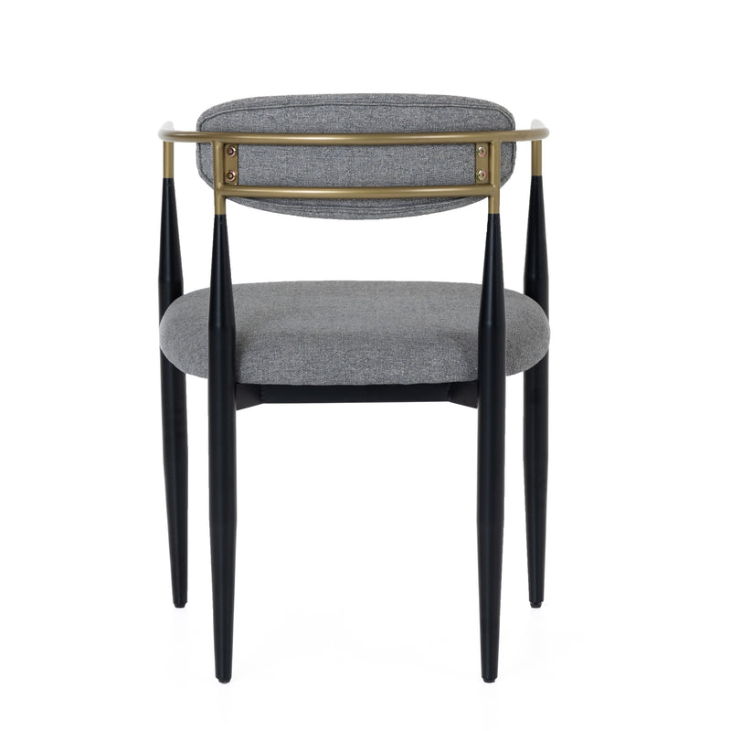 Modrest Buchtel - Mid-Century Modern Medium Grey + Gold Arm + Black Dining Chair
