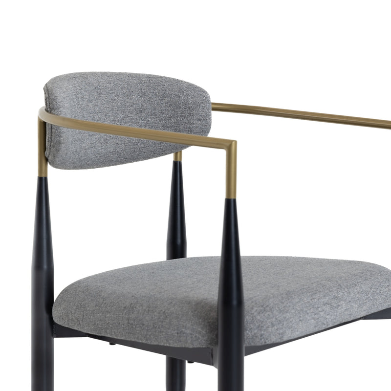 Modrest Buchtel - Mid-Century Modern Medium Grey + Gold Arm + Black Dining Chair