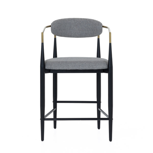 Modrest Buchtel - Mid-Century Modern Medium Grey + Gold Arm + Black Counter Chair