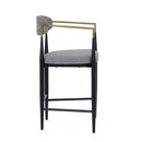 Modrest Buchtel - Mid-Century Modern Medium Grey + Gold Arm + Black Counter Chair