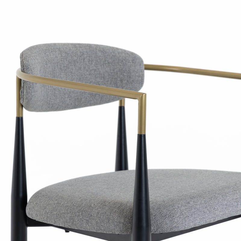 Modrest Buchtel - Mid-Century Modern Medium Grey + Gold Arm + Black Counter Chair