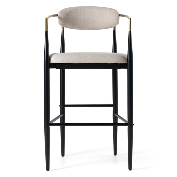 Modrest Buchtel - Mid-Century Modern Beige + Gold Arm + Black Bar Chair