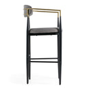 Modrest Buchtel - Mid-Century Modern Medium Grey + Gold Arm + Black Bar Chair