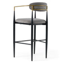 Modrest Buchtel - Mid-Century Modern Medium Grey + Gold Arm + Black Bar Chair