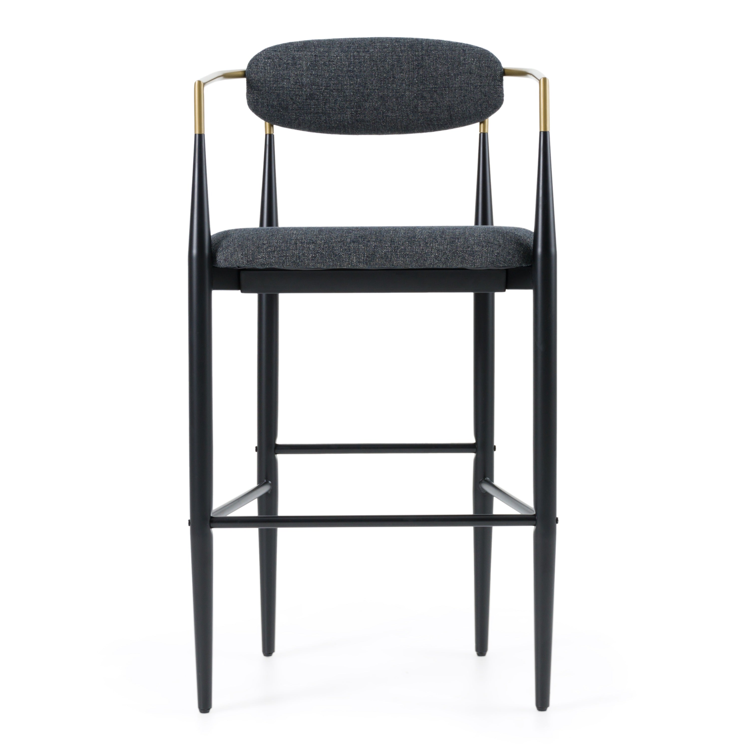 Modrest Buchtel - Mid-Century Modern Dark Grey + Gold Arm + Black Bar Chair