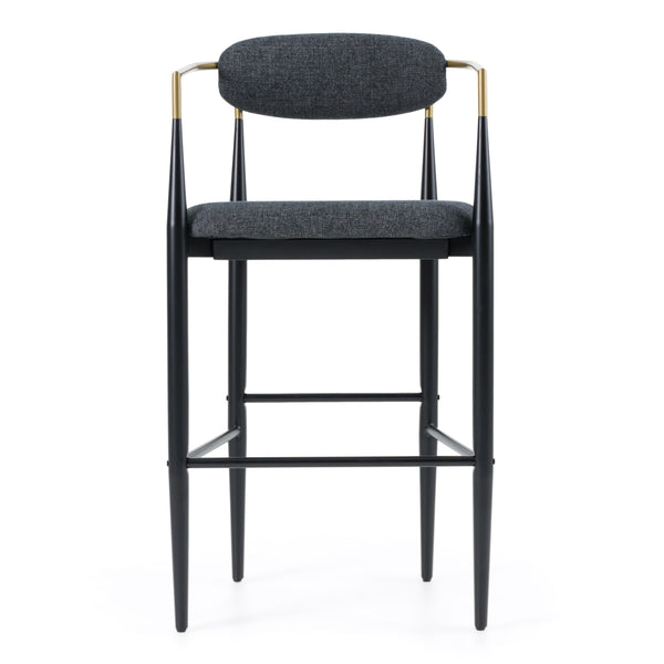 Modrest Buchtel - Mid-Century Modern Dark Grey + Gold Arm + Black Bar Chair