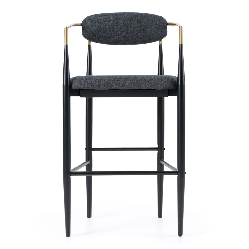 Modrest Buchtel - Mid-Century Modern Dark Grey + Gold Arm + Black Bar Chair