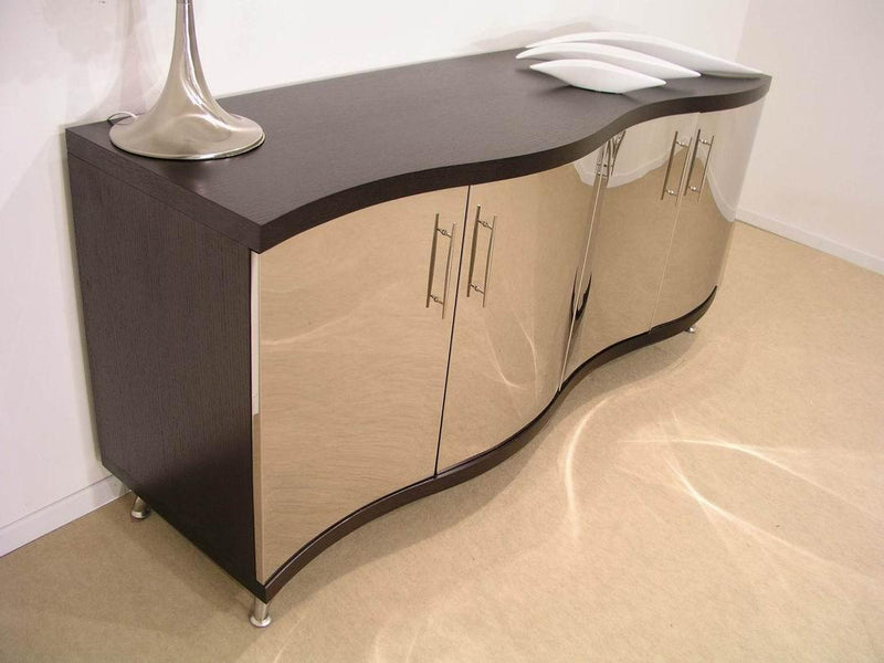Waves Collection Modern Glass w/Chrome Stainless Steel Dining Table