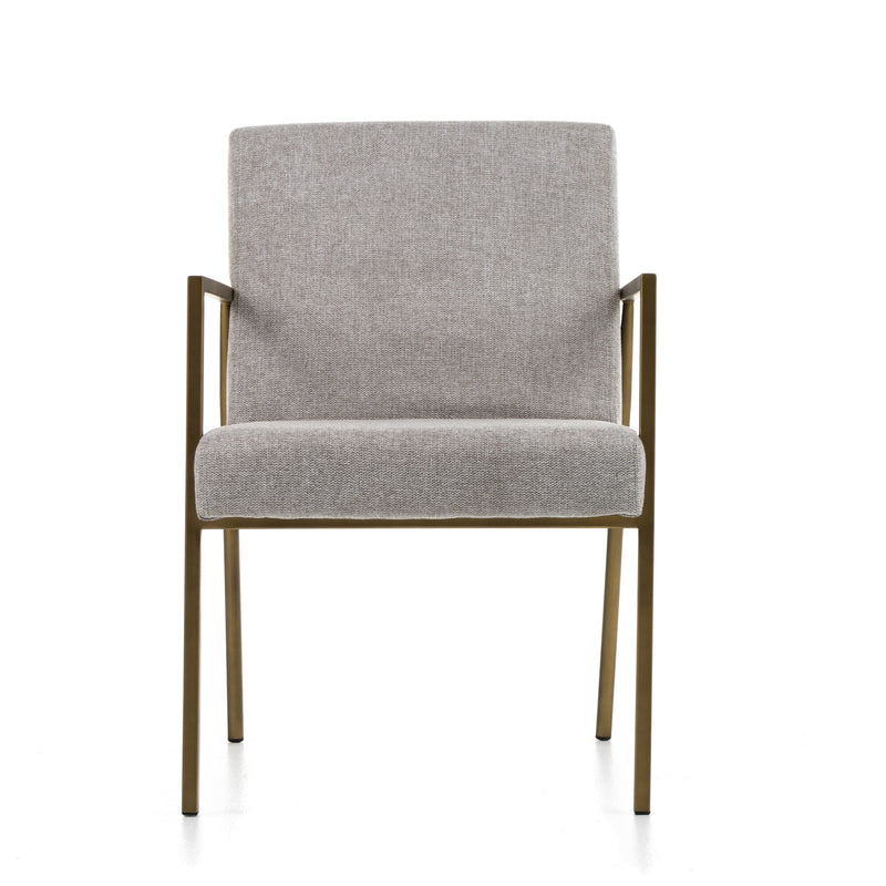 Modrest Burnham - Modern Light Grey & Brass Arm Dining Chair