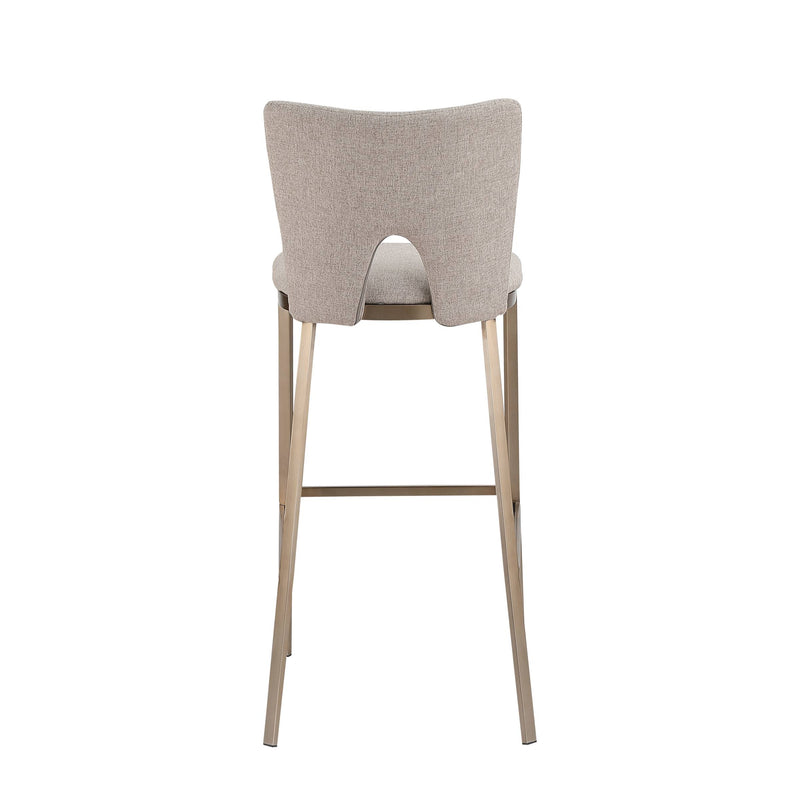 Modrest Burton - Glam Greige Fabric + Brass Bar Stool (Set of 2)