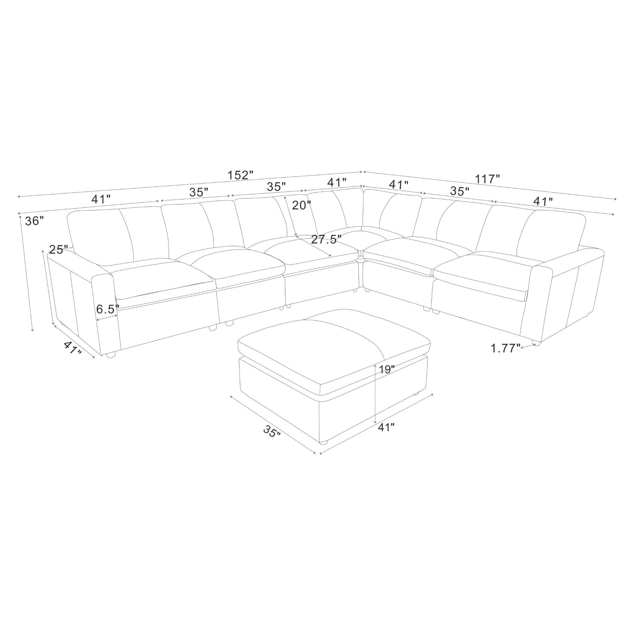 Upholstered Large Seating Modular Sectional