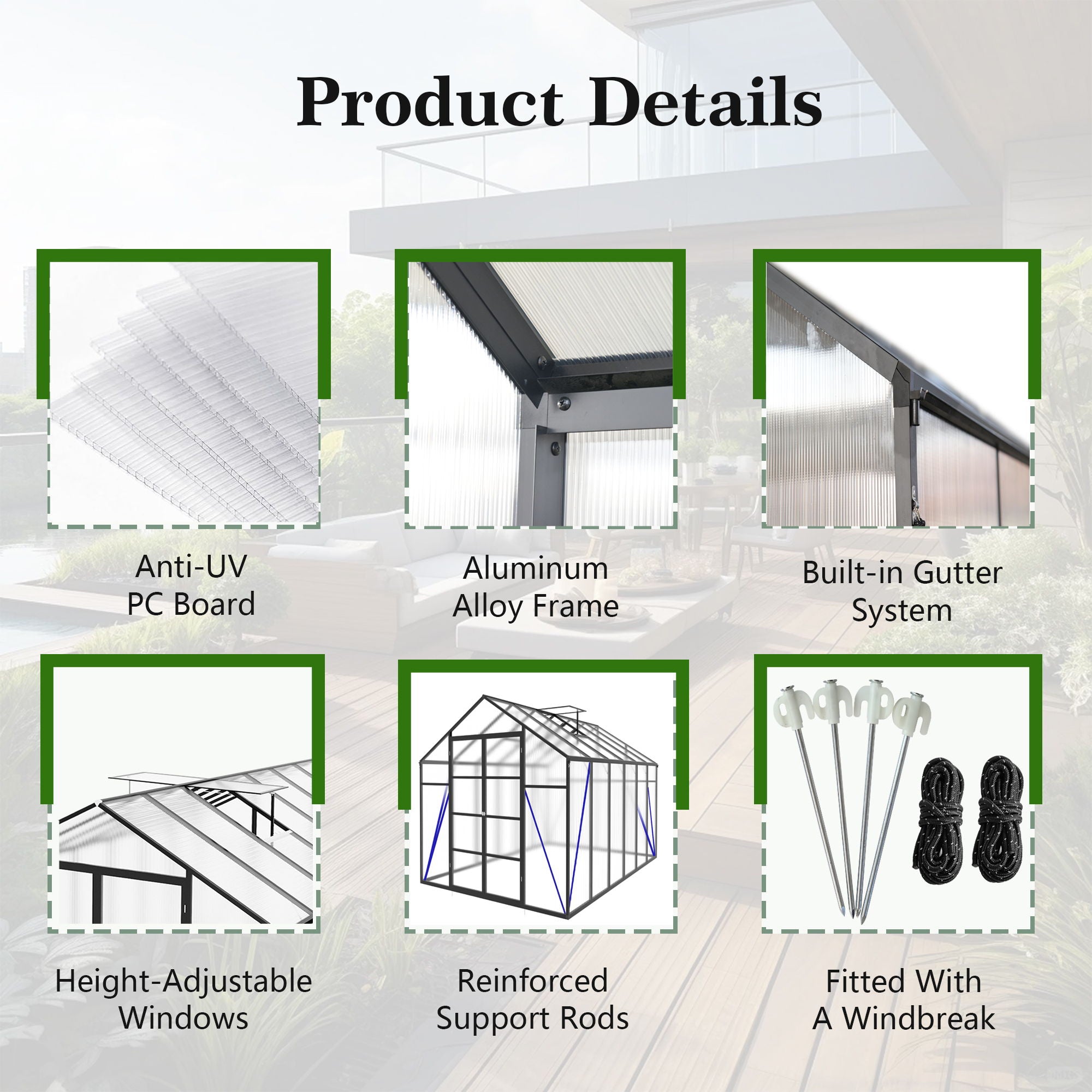 Gain Height Windproof Aluminum house With Raised Base