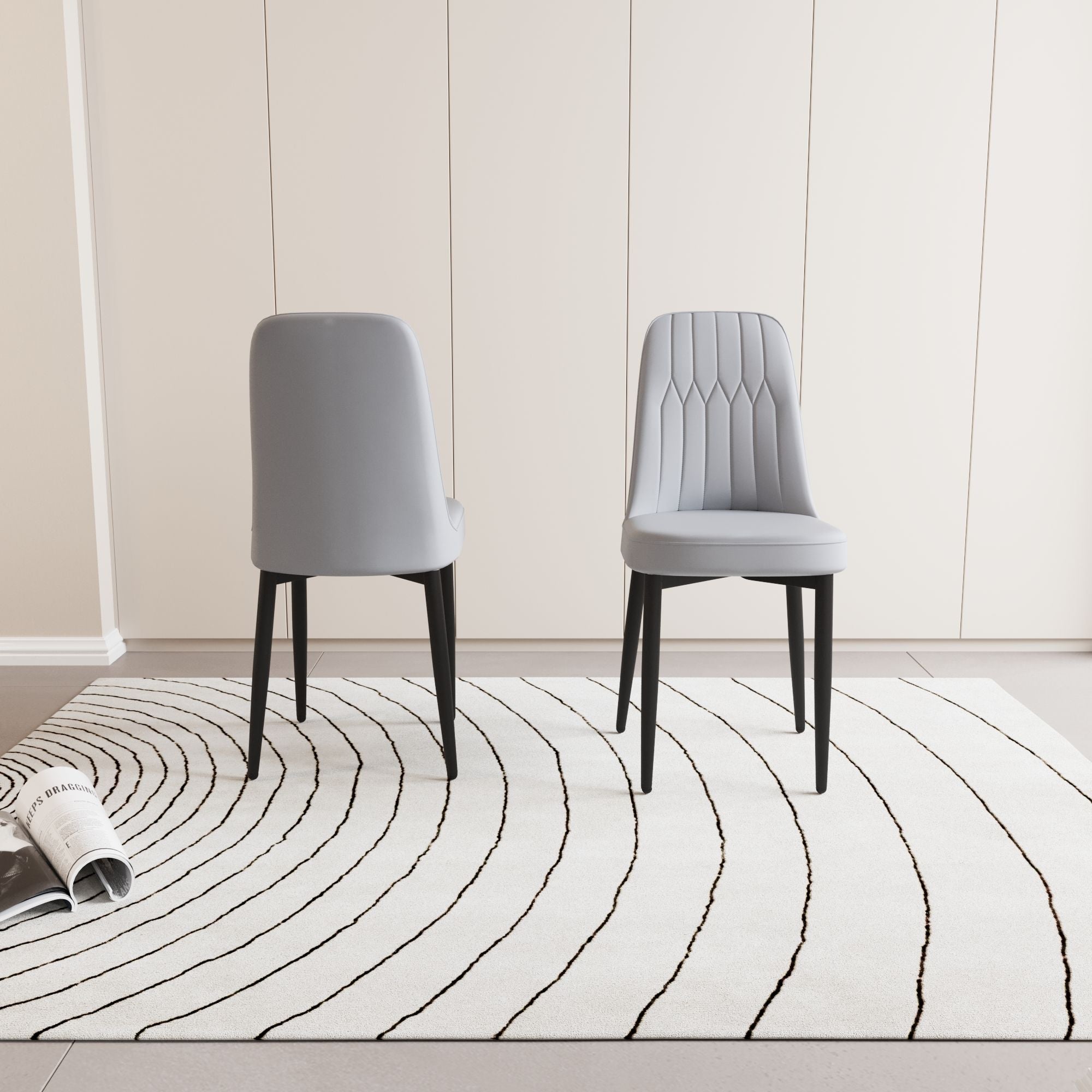 Modern Dining Chair With Cushions And Metal Legs