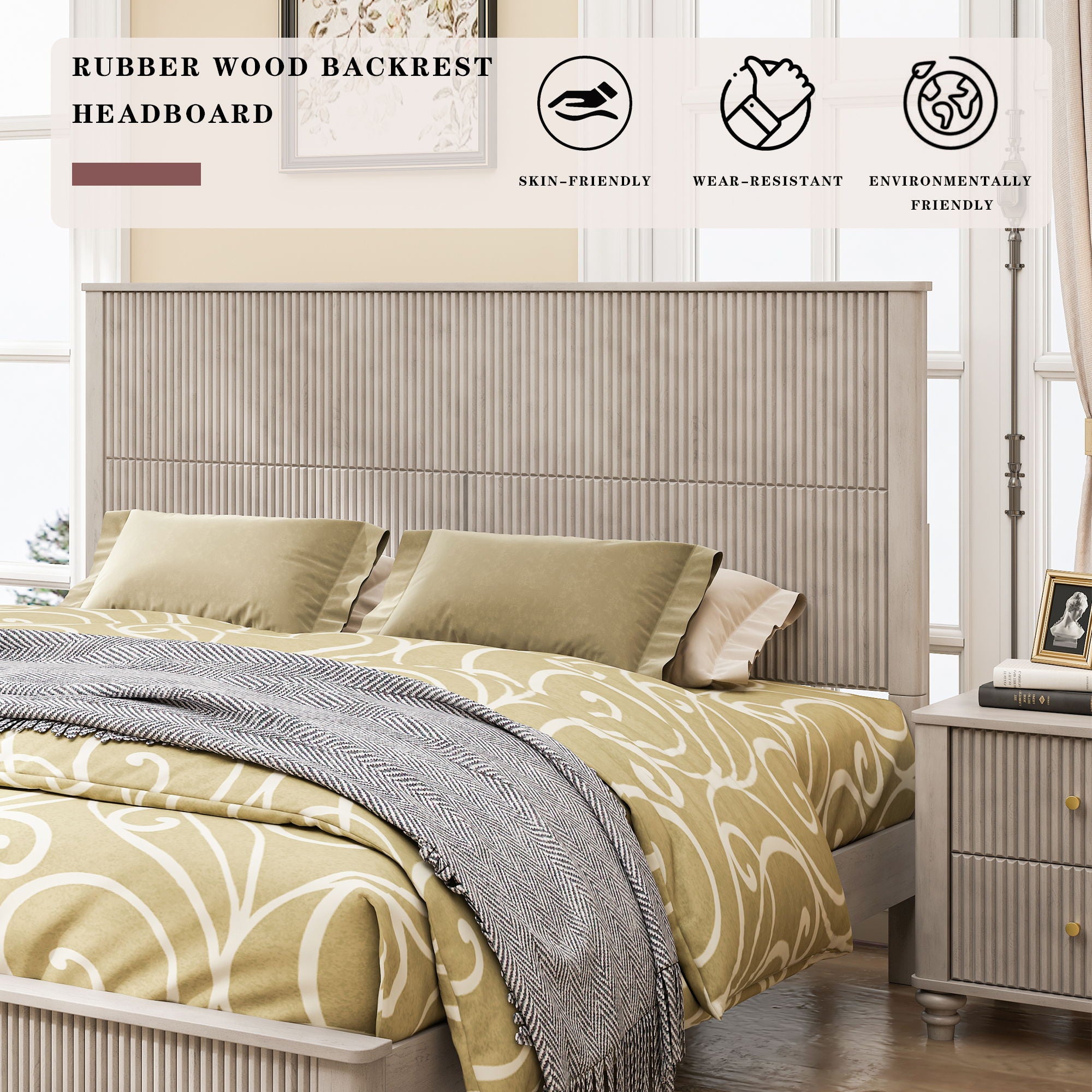 Platform Bed Frame & Tall Headboard