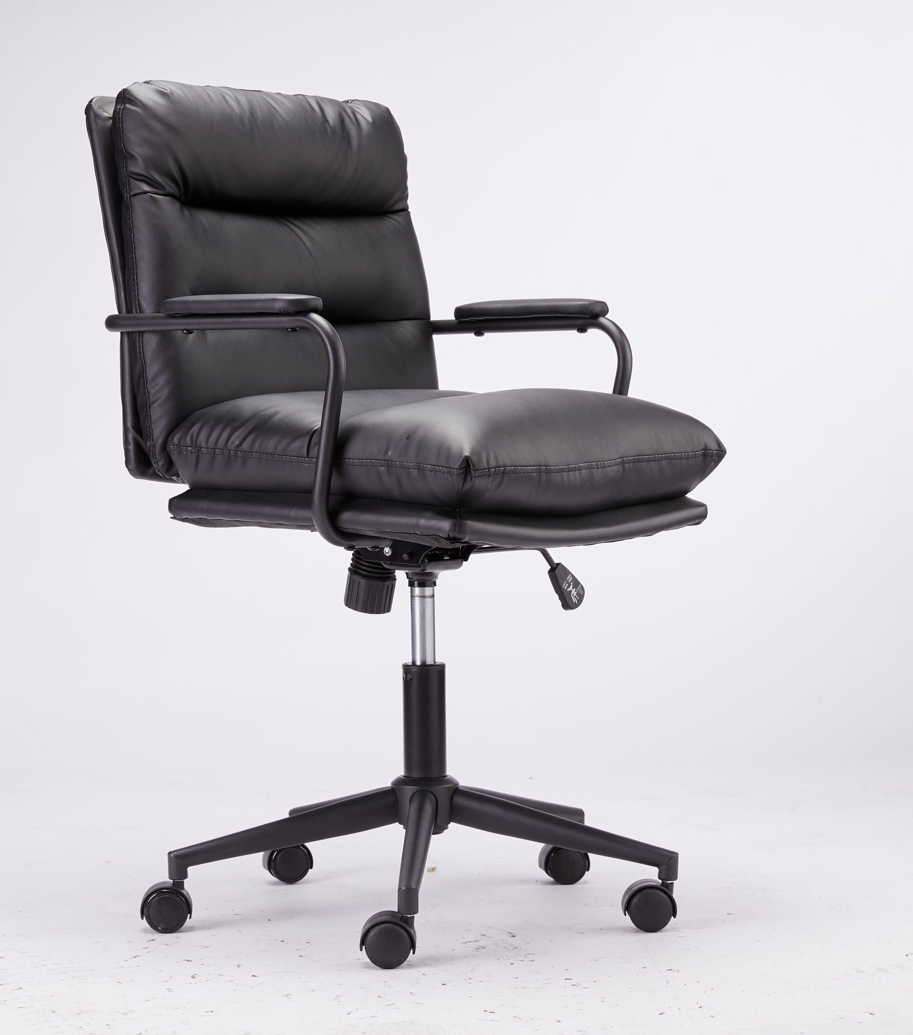 Office Chair Mid Back Desk Chair Modern Excutive Office Chair With Arms And Wheels For Home Office - Black