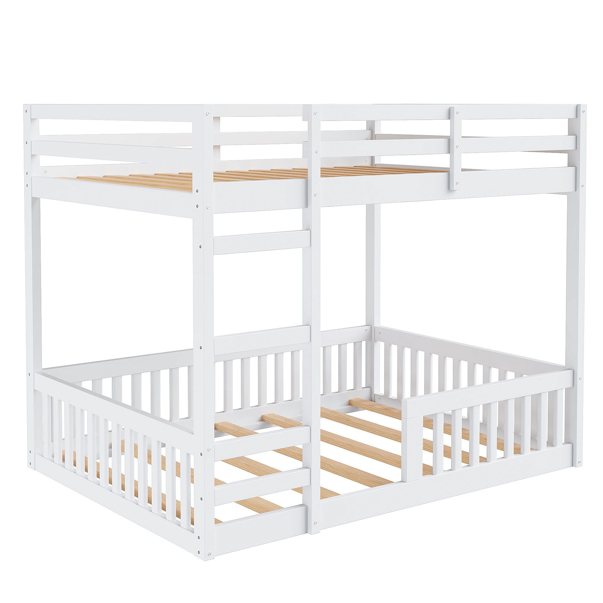 Stylish Bunk Bed With Ladder And Guardrails