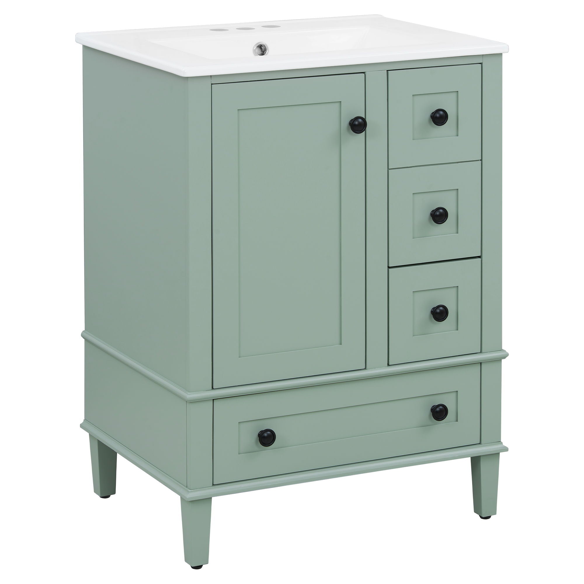 Bathroom Vanity With Integrated Basin, Soft Close Drawers, Door Mounted Double Layer Shelf