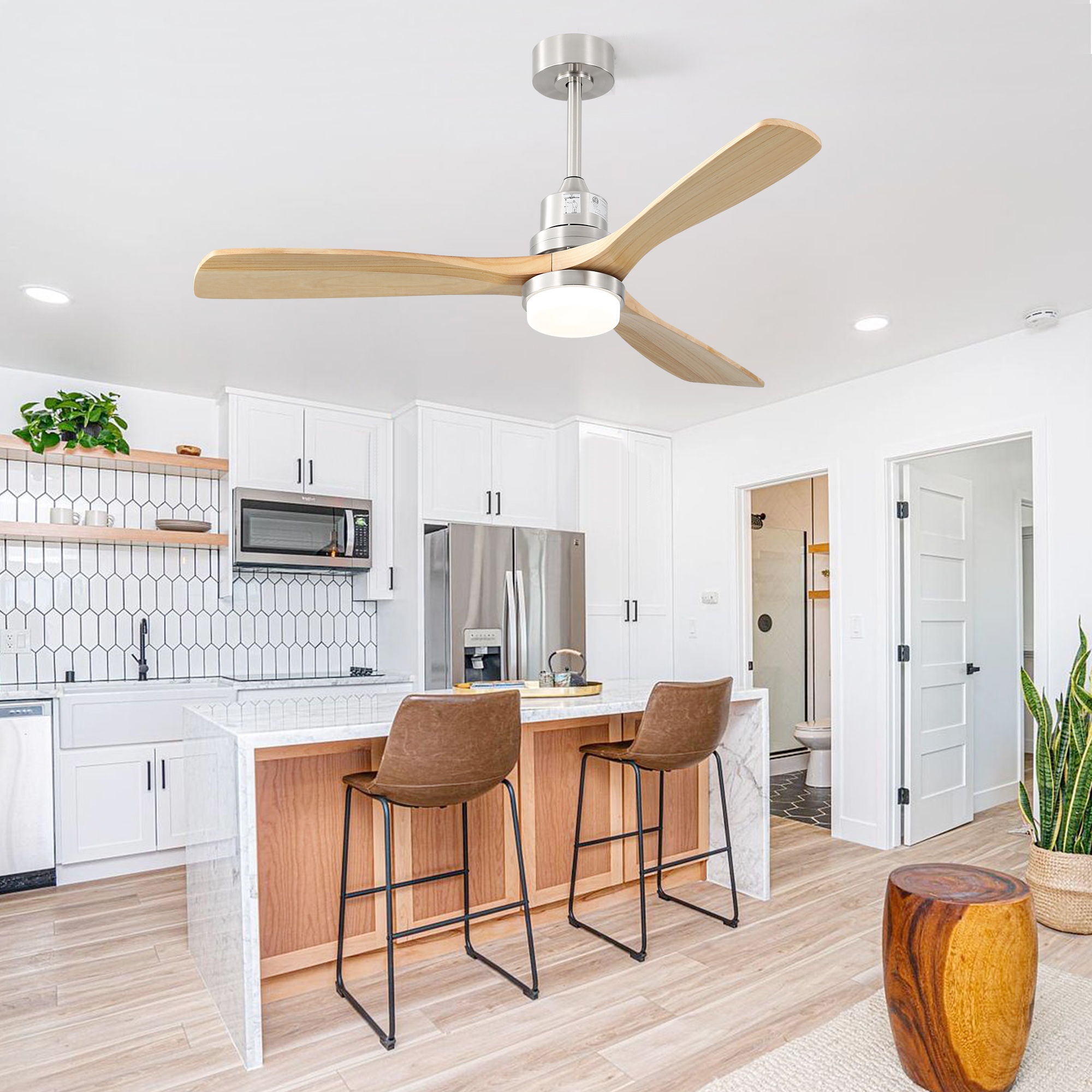 Indoor Ceiling Fan With Dimmable LED Light, 6 Speed Remote ControlLED DC Motor, Reversible Blades